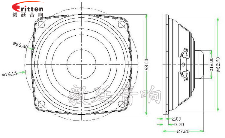 68mm5W13芯蓝牙音箱喇叭成品图